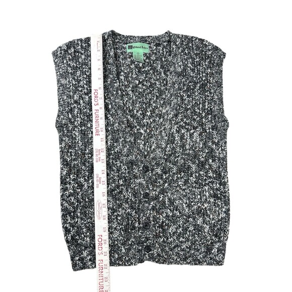 Vintage Academia Highland Isles Sweater Vest Wool Blend Marled Gray White Small - Picture 6 of 10